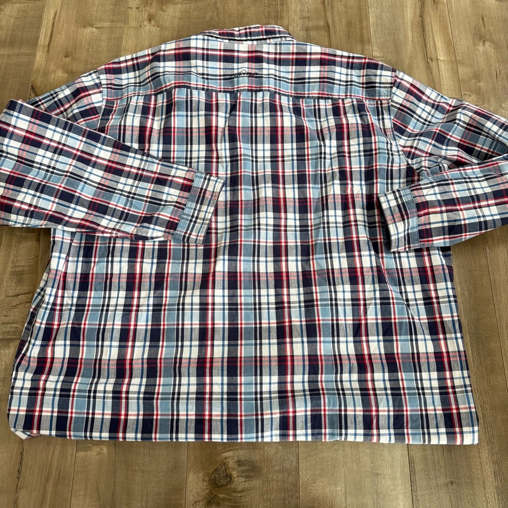 Orvis Button Up Shirt Men XXL Check Plaid Blue Red White Pocket - Picture 7 of 9